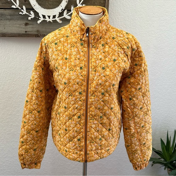 Sonoma Jackets & Blazers - Sonoma yellow cotton floral quilted full zip jacket ladies Small NWT